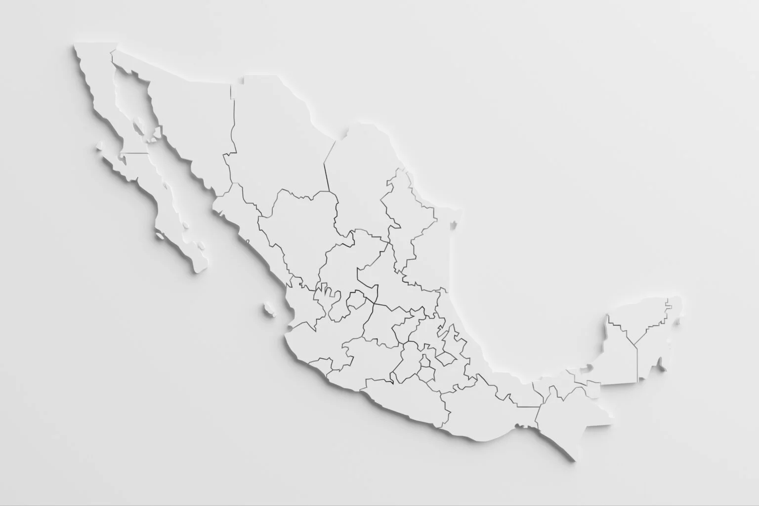 Mapa de México con estados delimitados